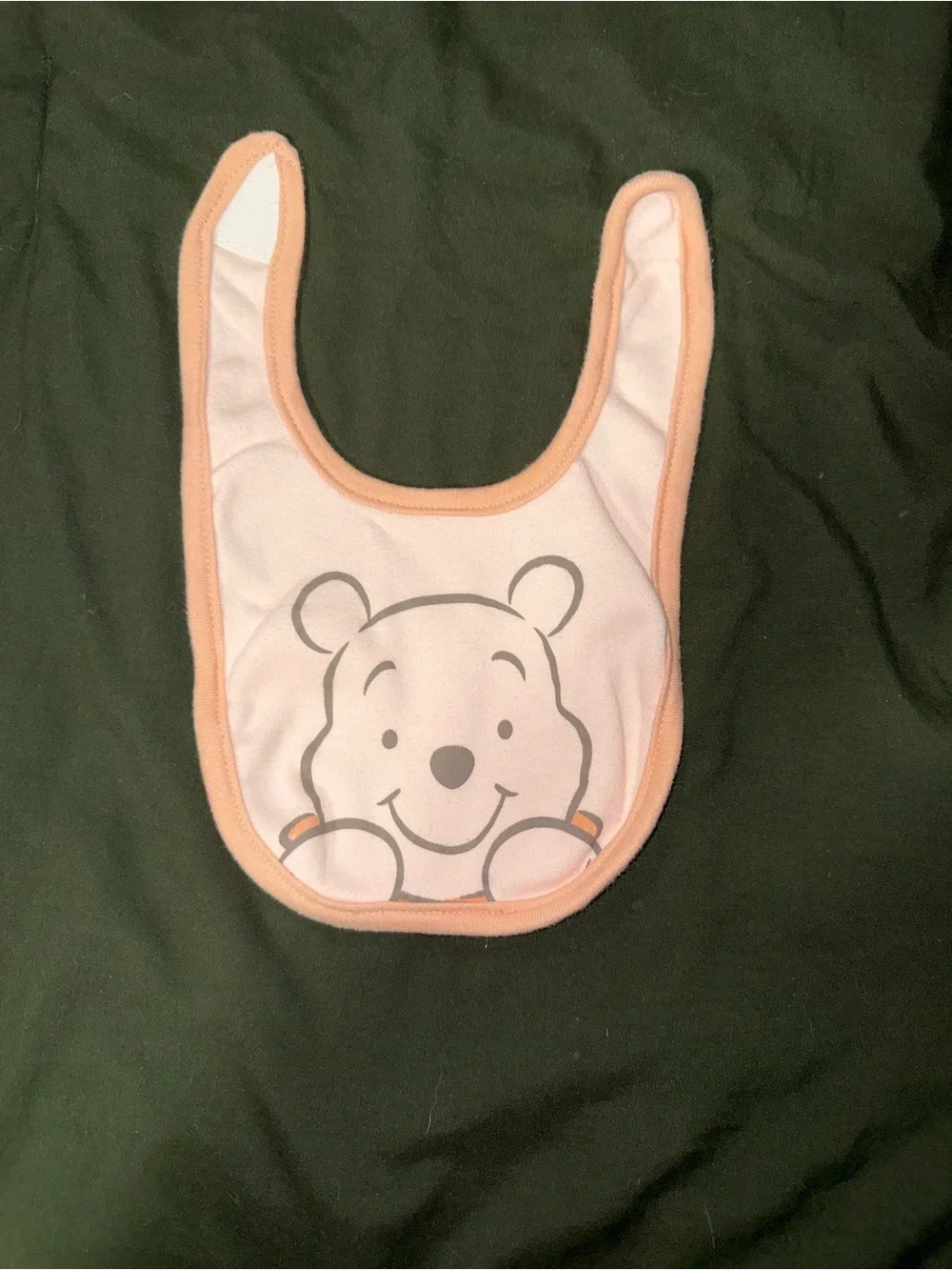 Disney Pink Winnie the Pooh Baby Bib with Peach Trim